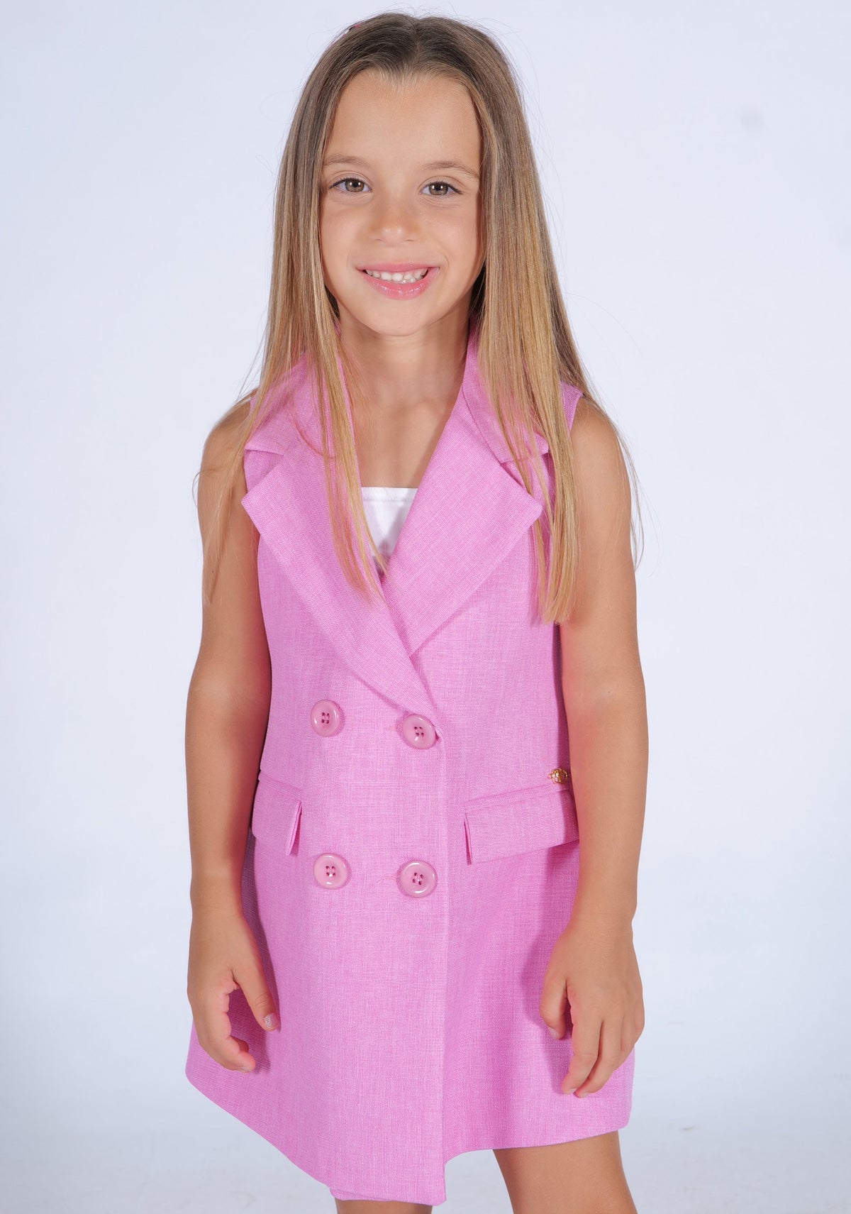 Vestito Doppiopetto con Collo a Revers e Dettaglio Logo