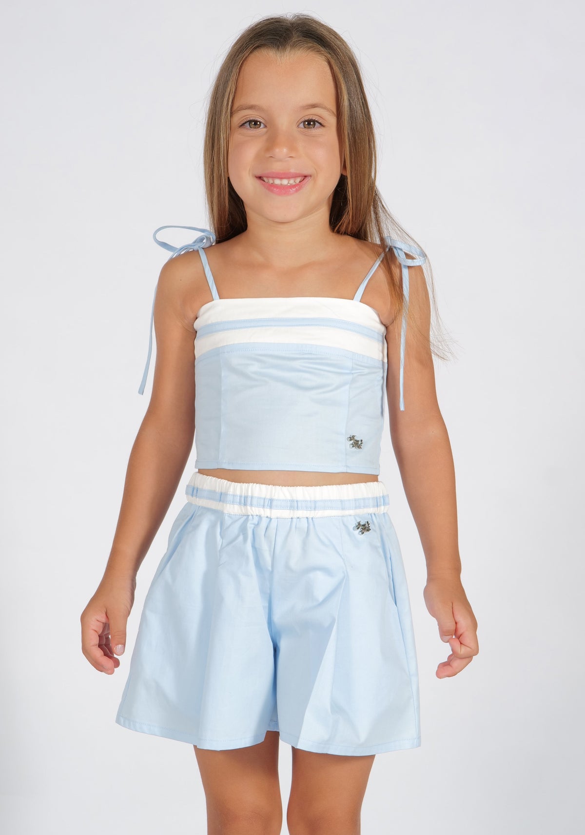 Top Cotone Celeste Fun&Fun Bambina - SS25