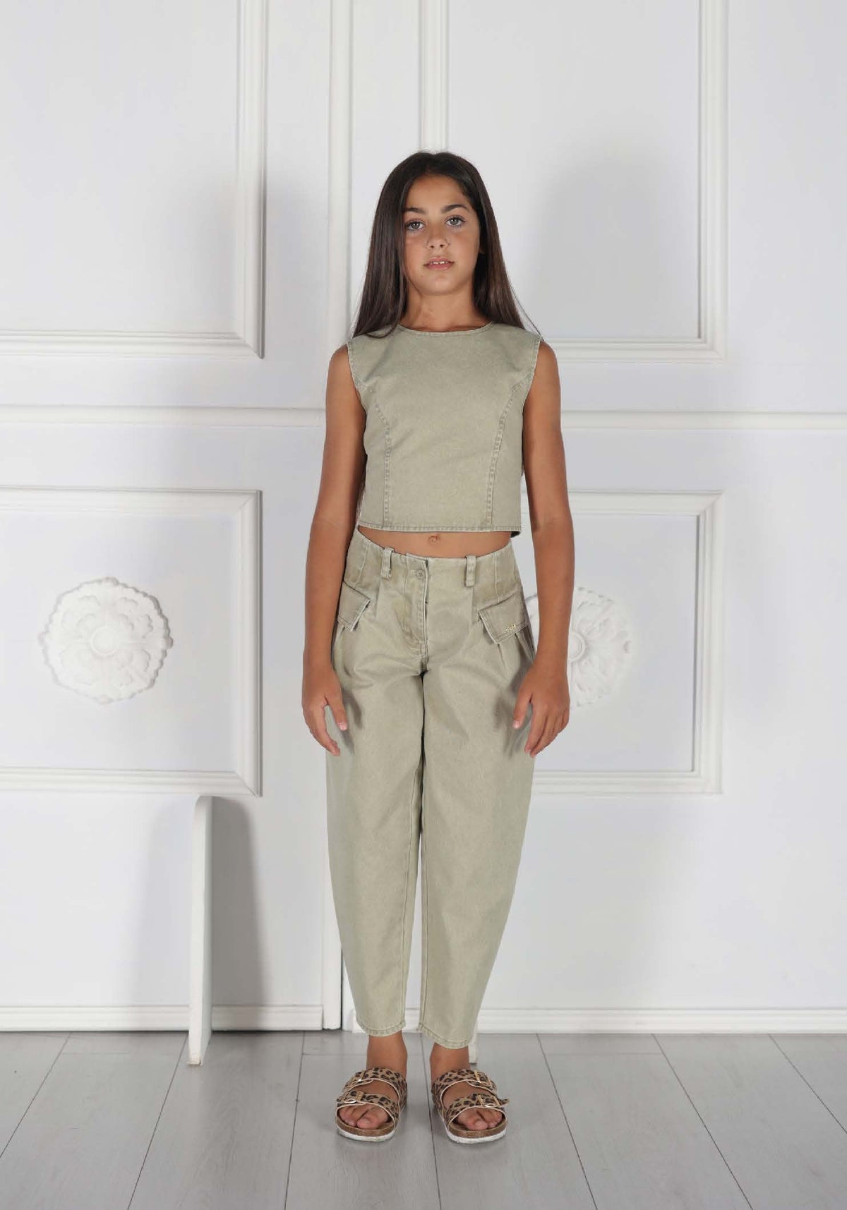 Pantalone HLove verde bambina 1