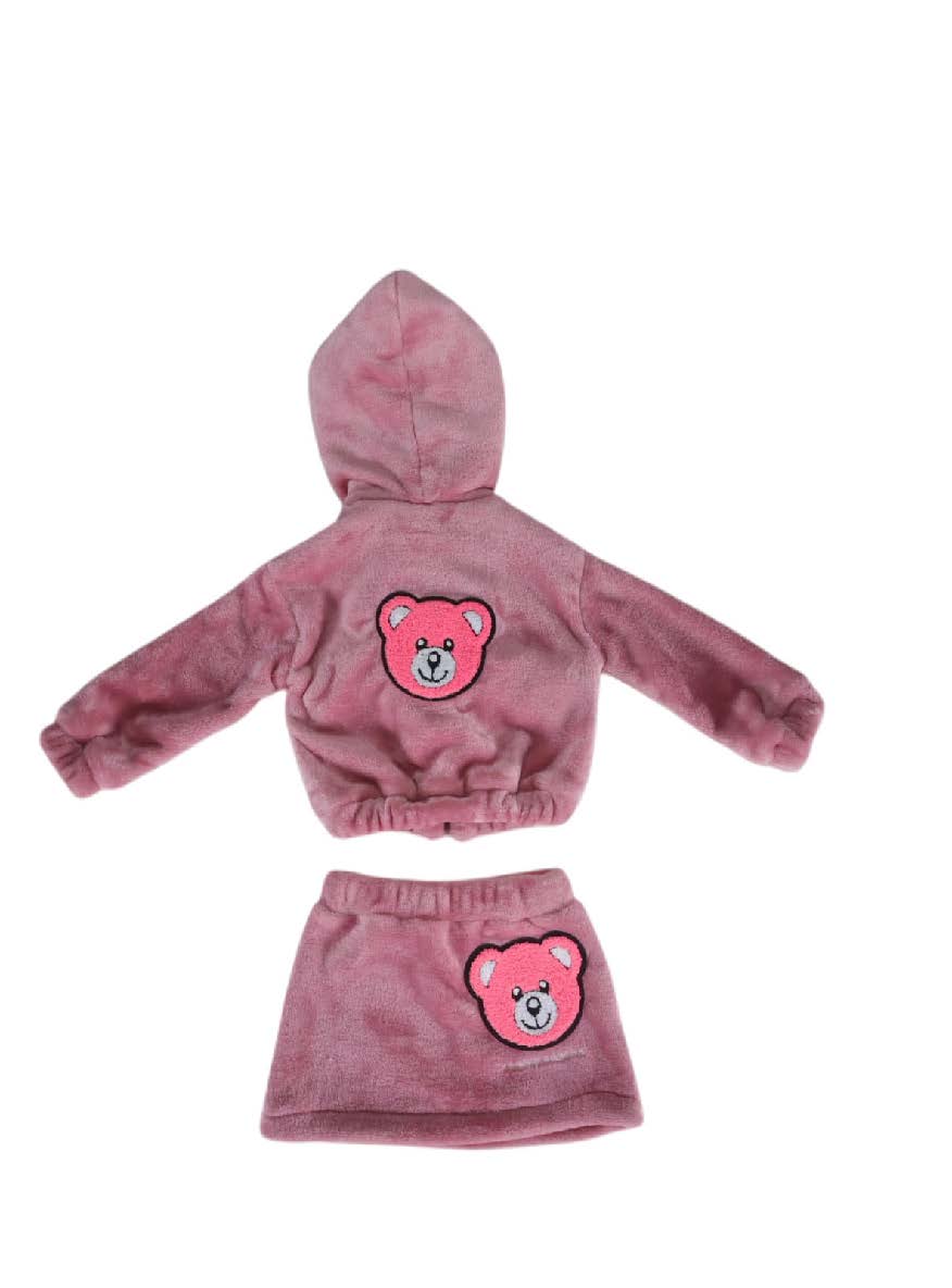 Gonna Neonato Marc Ellis in Tessuto Caldo – Pink o Camel con Grafica Orsetto | Made in Italy