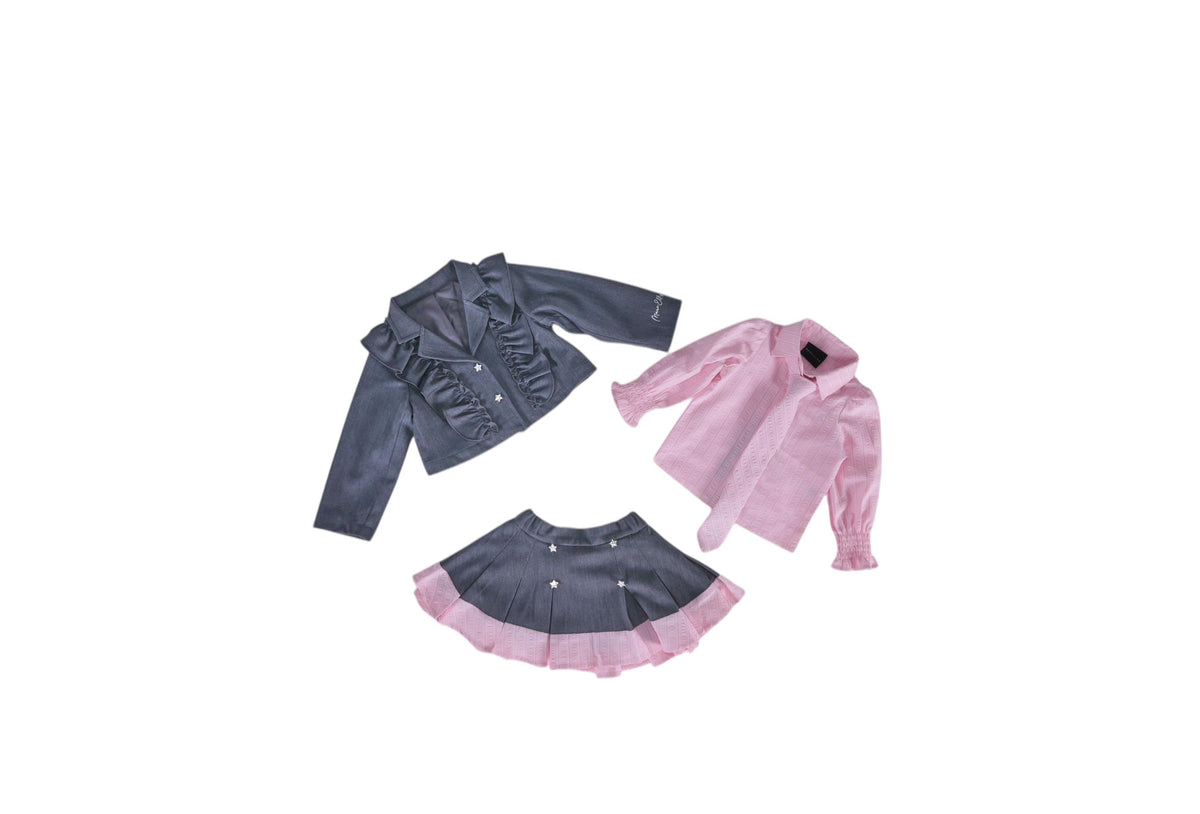 Gonna Neonata Marc Ellis Grigia con Dettagli Rosa