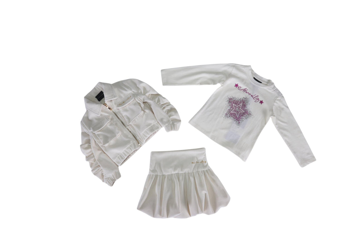 T-shirt Neonato Marc Ellis con Stella e Logo sul Petto – Chiusura con Bottone su Collo