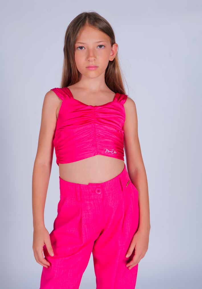 Top Cropped in Tessuto Elastico con Bretelle Larghe e Stampa Logo a Contrasto