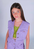 Marc Ellis Gilet Cropped in Jeans Colorato Junior - SS25