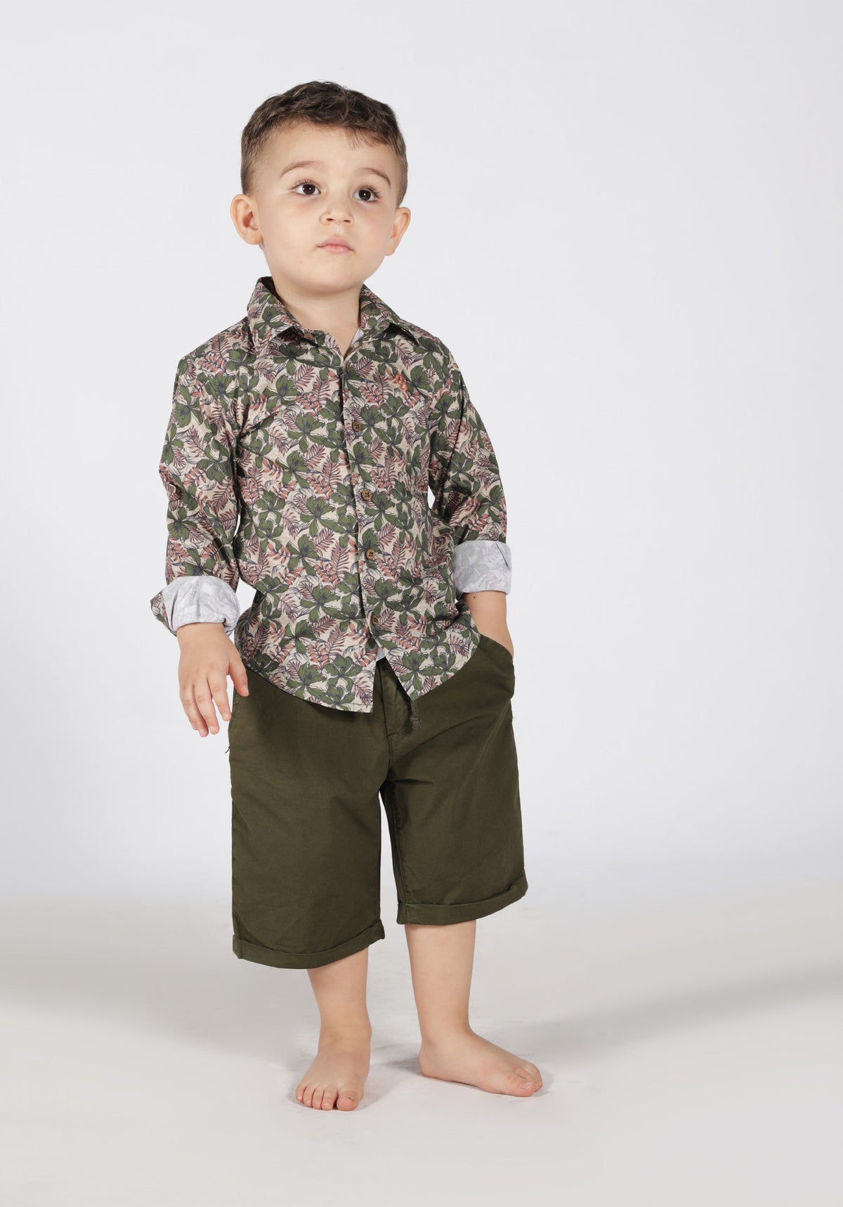 Bermuda Siviglia - Salvia, Military Green o White, 3-7 Anni, Cotone Elastico