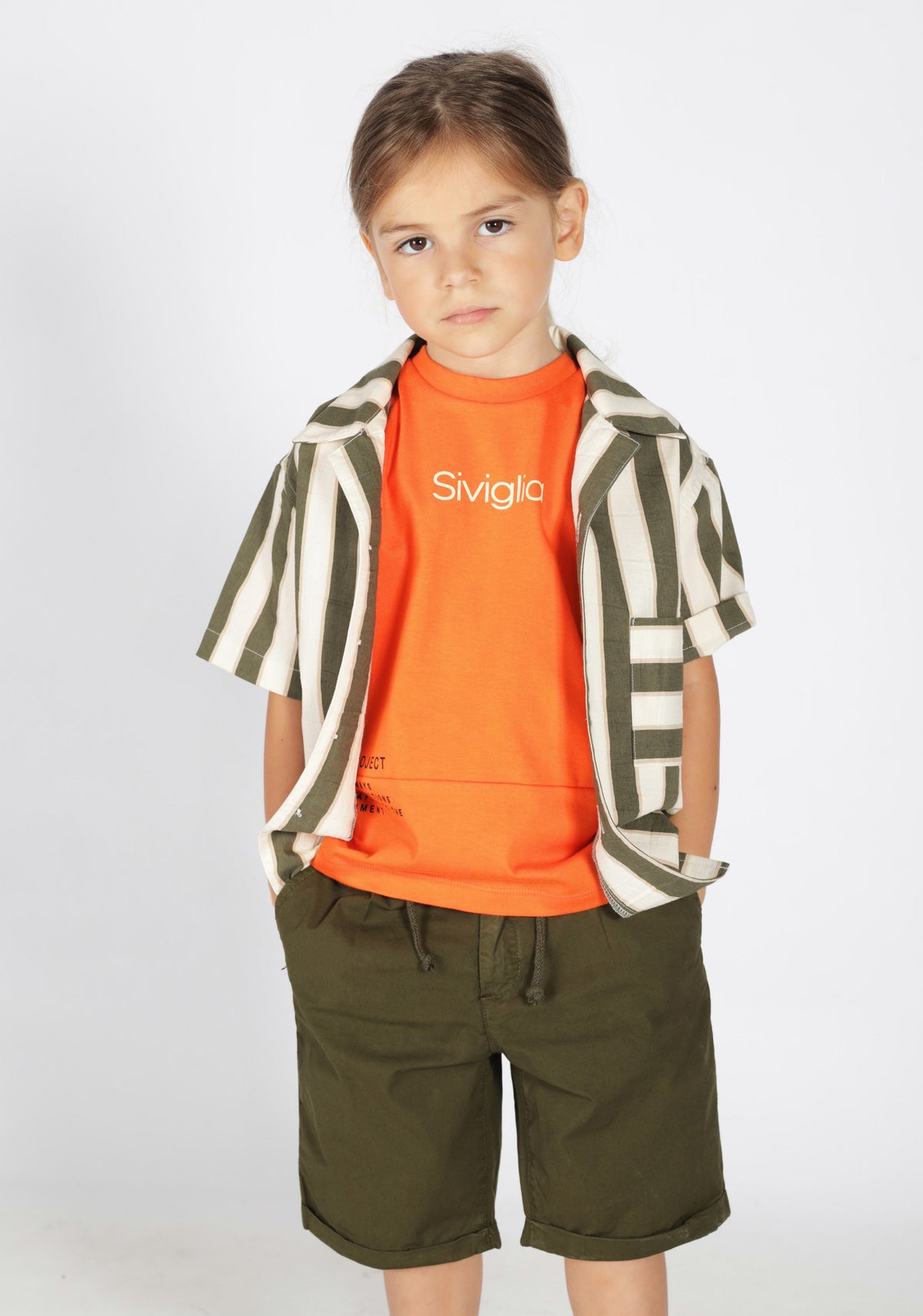 Bermuda Siviglia - Salvia, Military Green o White, 3-7 Anni, Cotone Elastico