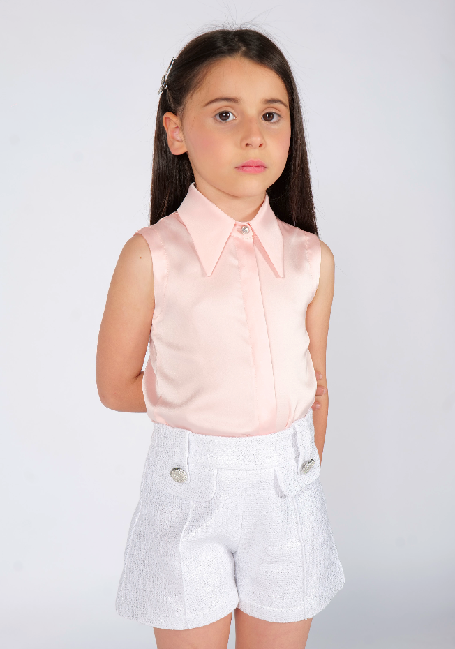 Camicia senza maniche con colletto e revers