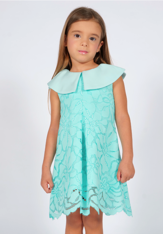 Vestito Svasato in Pizzo con Dettaglio in Tessuto Tecnico - Fun&Fun Couture